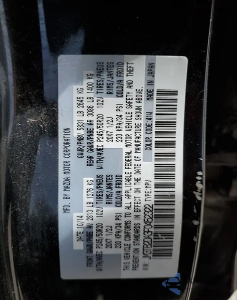 2015 Mazda Cx-9 Grand Touring z USA, uszkodzony, nr VIN JM3TB2DA3F0452322